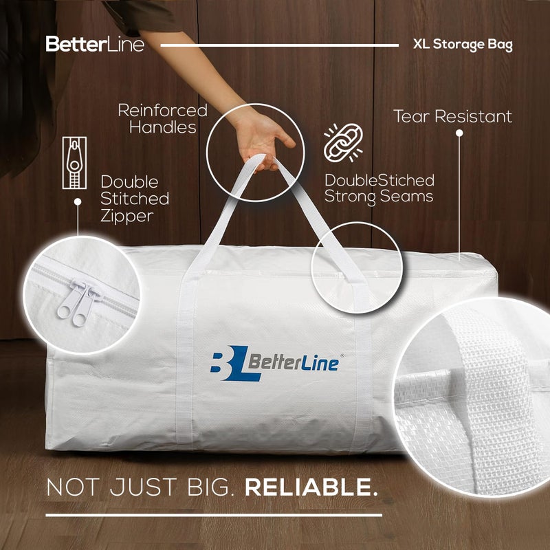 BETTERLINE Extra Large Storage Bag - Heavy Duty 45x22x16 Inches Huge Tote Duffel with Max Load of 100 lbs. (45kg) - Tear-resistant & Water-resistant Polypropylene Woven Cloth, With Zippers - Image 2